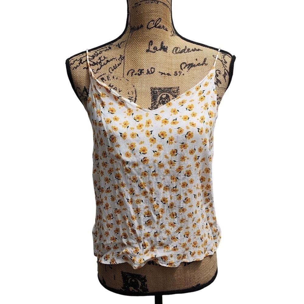 Cotton On Floral Cami Tank Top Yellow Daisy Print Spaghetti Strap‎ Summer S/P